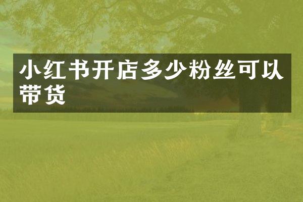 小红书开店多少粉丝可以带货