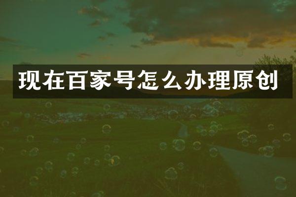 现在百家号怎么办理原创