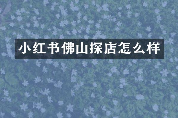 小红书佛山探店怎么样