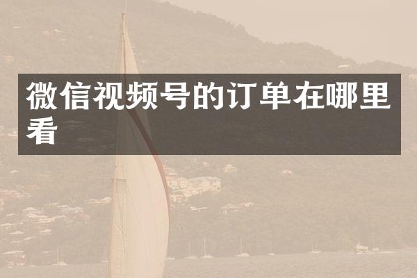微信视频号的订单在哪里看