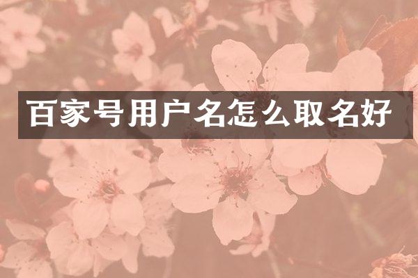 百家号用户名怎么取名好