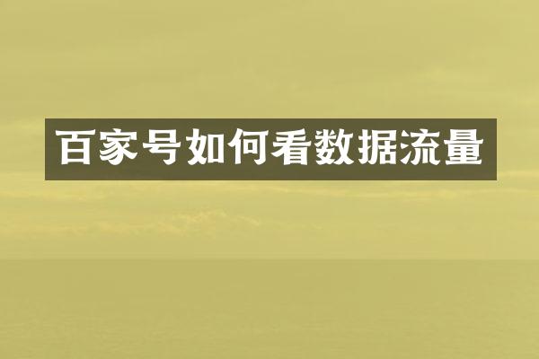 百家号如何看数据流量