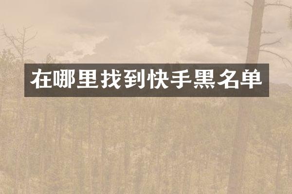 在哪里找到快手黑名单