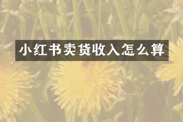 小红书卖货收入怎么算