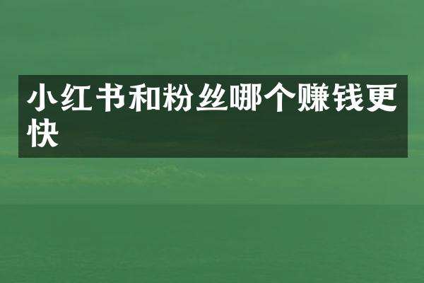 小红书和粉丝哪个赚钱更快