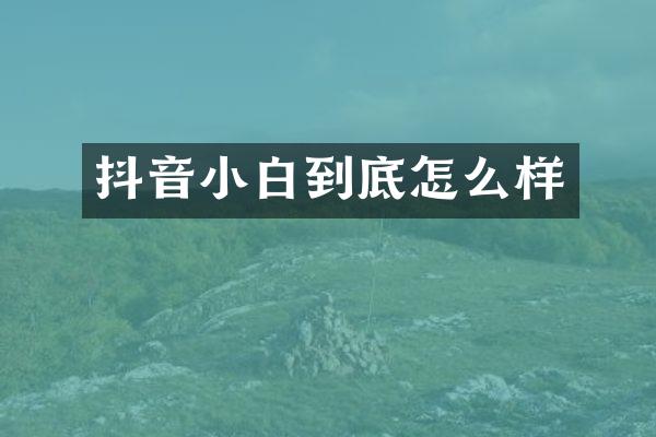 抖音小白到底怎么样