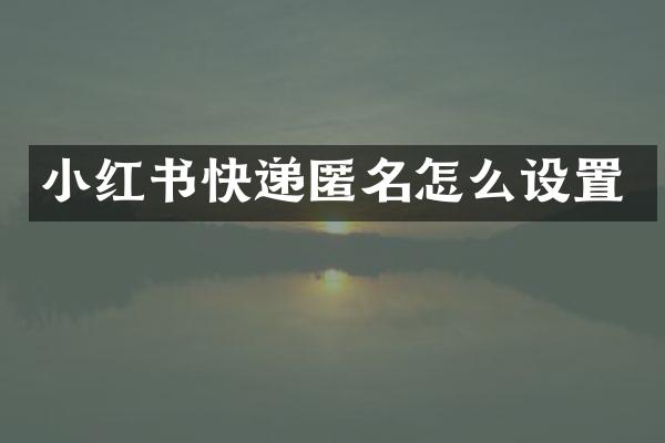 小红书快递匿名怎么设置
