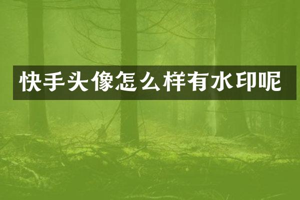 快手头像怎么样有水印呢