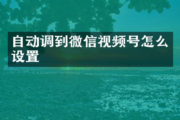 自动调到微信视频号怎么设置