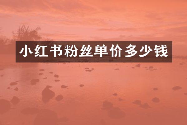 小红书粉丝单价多少钱