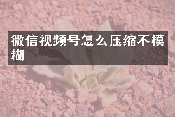 微信视频号怎么压缩不模糊
