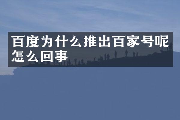 百度为什么推出百家号呢怎么回事