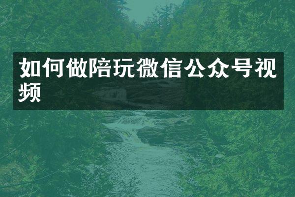 如何做陪玩微信公众号视频
