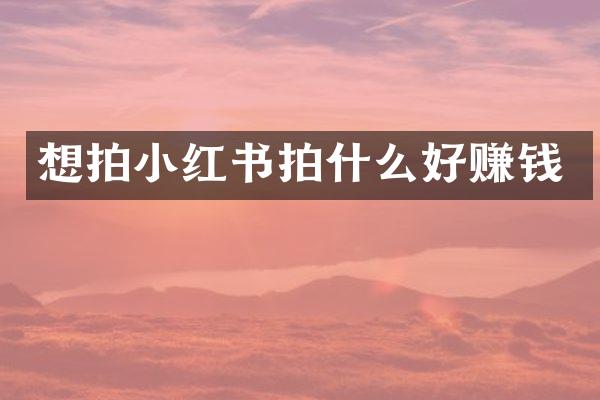 想拍小红书拍什么好赚钱