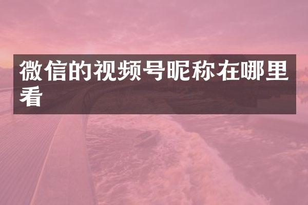 微信的视频号昵称在哪里看