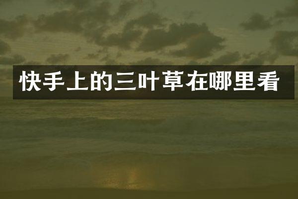 快手上的三叶草在哪里看