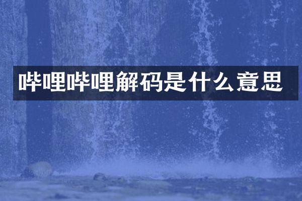 哔哩哔哩解码是什么意思
