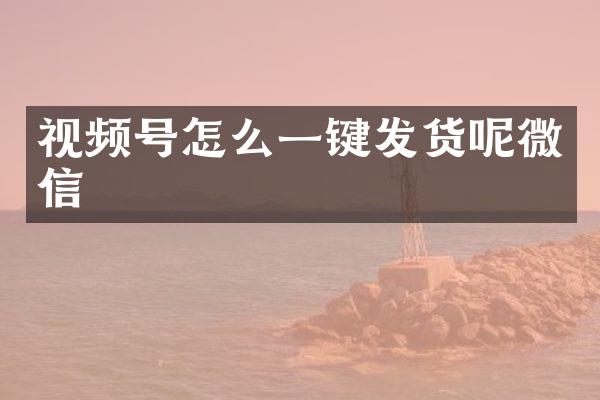视频号怎么一键发货呢微信