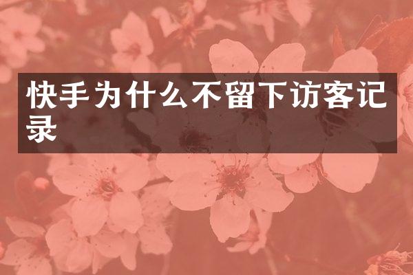 快手为什么不留下访客记录