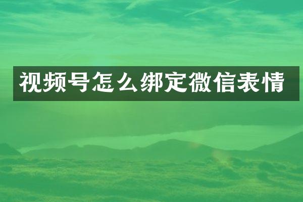 视频号怎么绑定微信表情