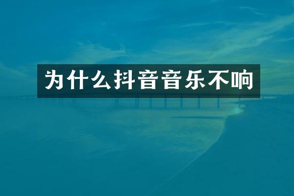 为什么抖音音乐不响