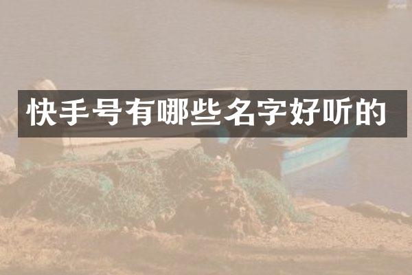快手号有哪些名字好听的