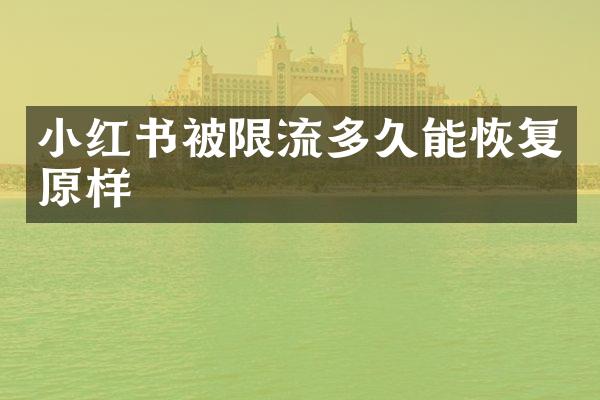 小红书被限流多久能恢复原样