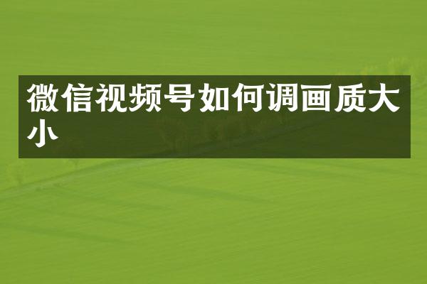 微信视频号如何调画质大小