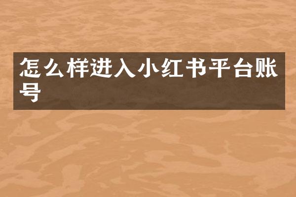 怎么样进入小红书平台账号
