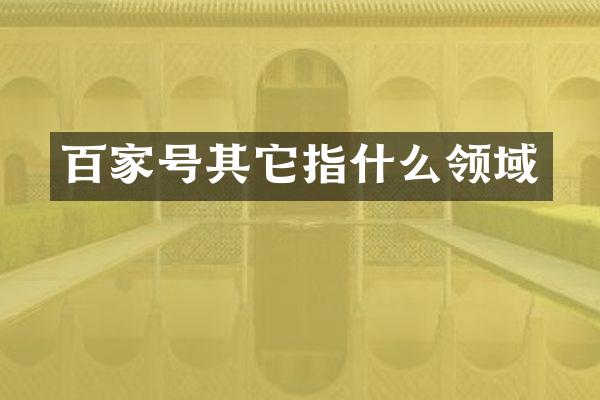 百家号其它指什么领域