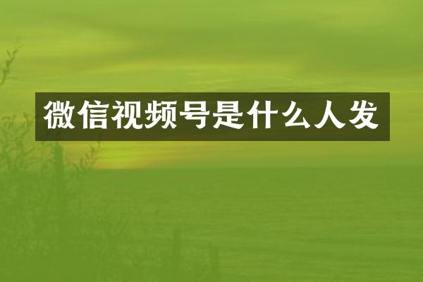 微信视频号是什么人发