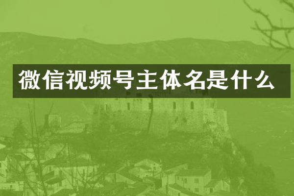 微信视频号主体名是什么