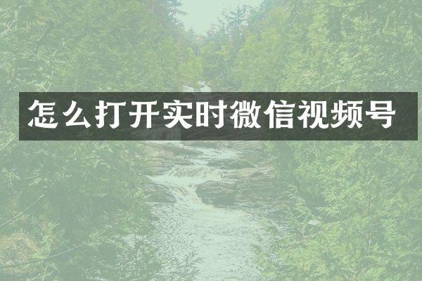 怎么打开实时微信视频号