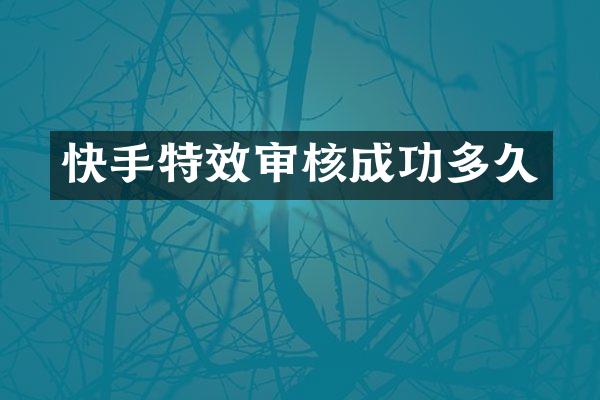 快手特效审核成功多久
