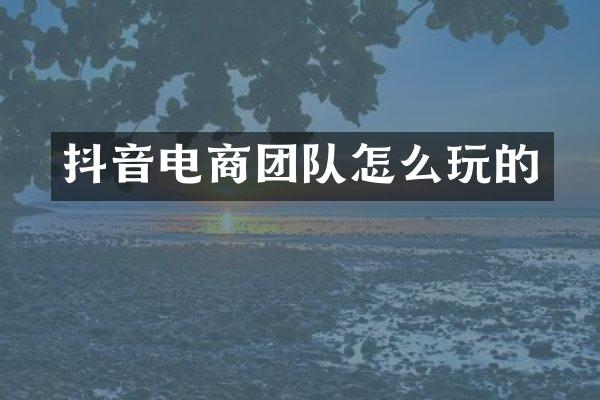 抖音电商团队怎么玩的