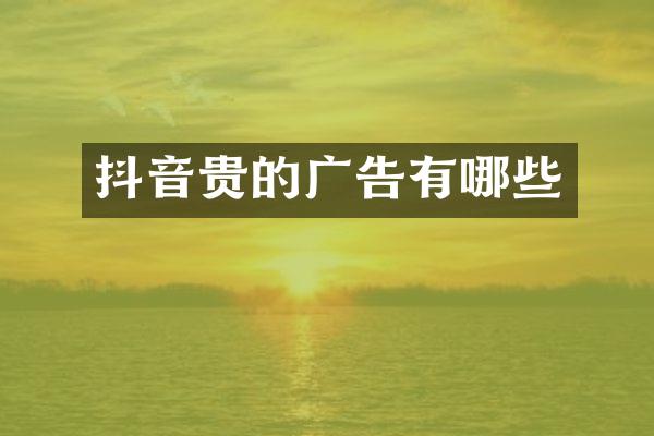 抖音贵的广告有哪些