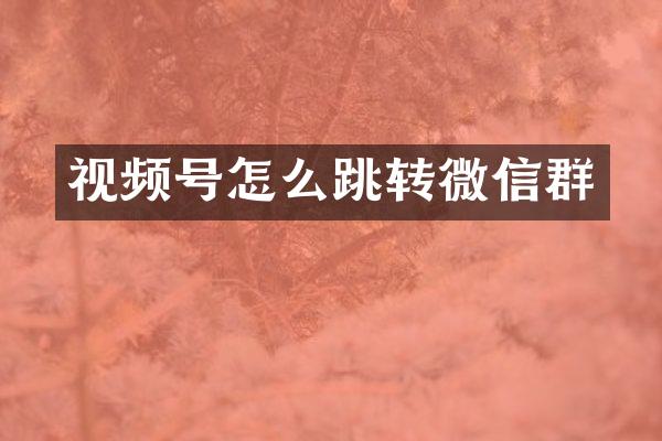 视频号怎么跳转微信群