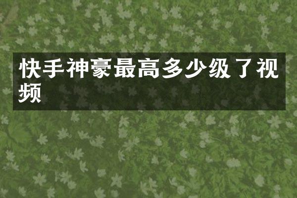 快手神豪最高多少级了视频
