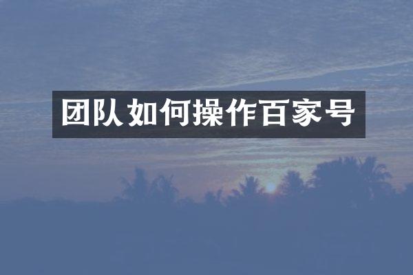 团队如作百家号