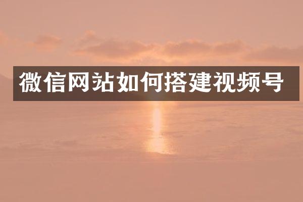 微信网站如何搭建视频号