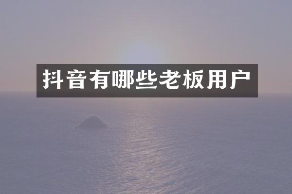 抖音有哪些老板用户