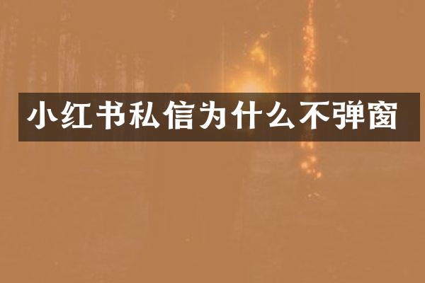 小红书私信为什么不弹窗