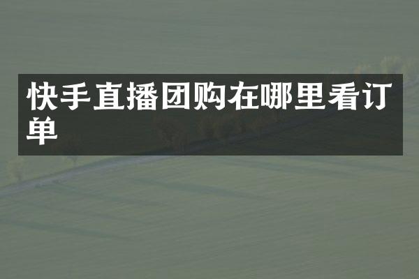 快手直播团购在哪里看订单