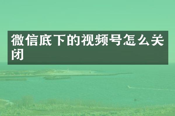 微信底下的视频号怎么关闭