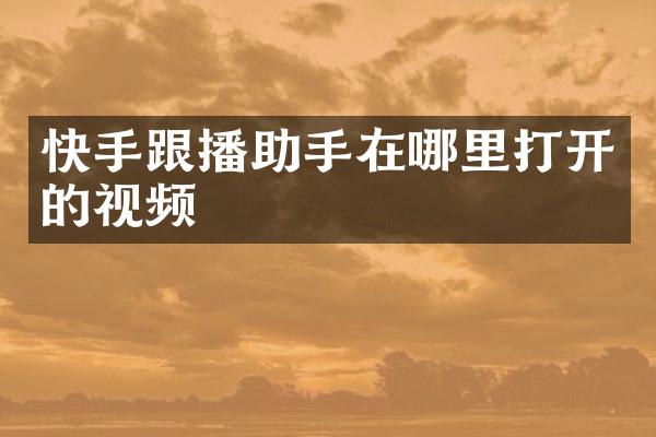 快手跟播助手在哪里打开的视频