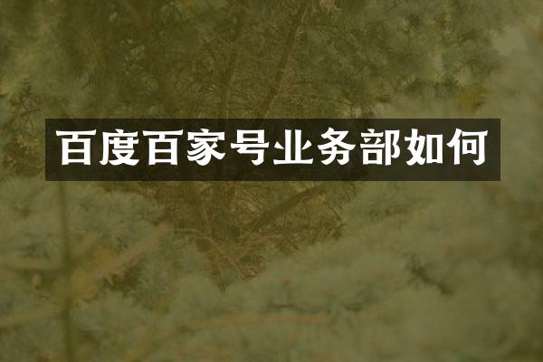 百度百家号业务部如何