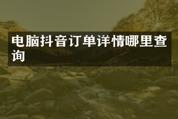 电脑抖音订单详情哪里查询