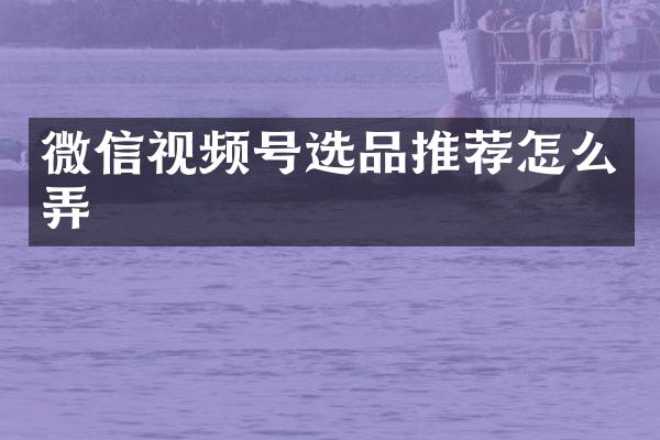 微信视频号选品推荐怎么弄