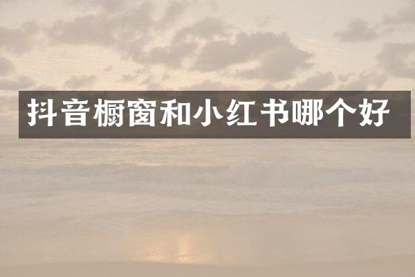 抖音橱窗和小红书哪个好