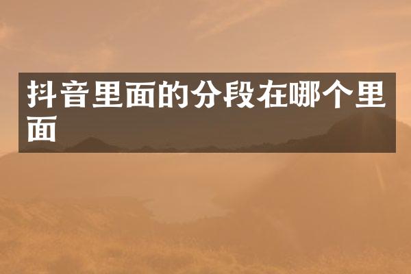 抖音里面的分段在哪个里面